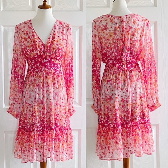 Calvin Klein Dresses & Skirts - Calvin Klein long sleeve chiffon floral dress